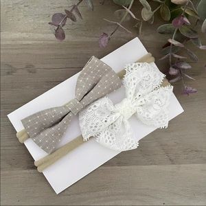3/$20 🔷 Grey & White Baby Girls Bow Headbands